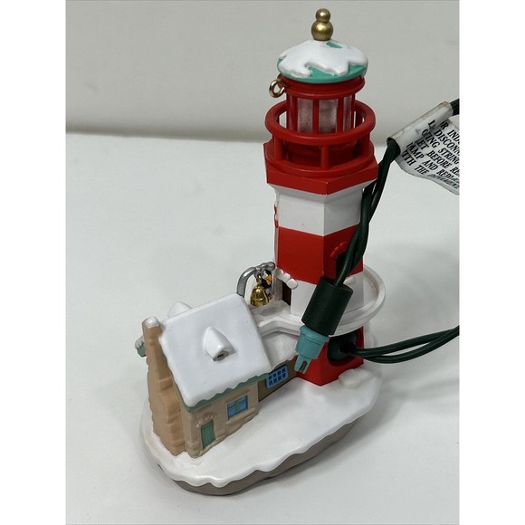 Hallmark Keepsake Ornament Lighthouse Greetings Flashing Light Tree Mr Mrs Claus - Picture 5 of 9
